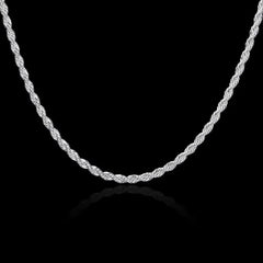 18K White Gold Plated Rope Chain - FASHIONKULTUR