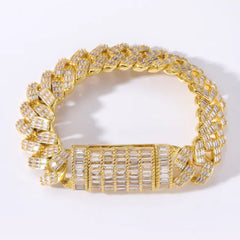 16mm Baguette Cuban Bracelet in Gold - FASHIONKULTUR