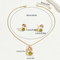 Earrings And Necklace Set Inlaid Gem Long