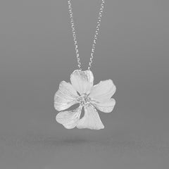 Pure Silver Single Petal Paeonia Peony French Flower Pendant - FASHIONKULTUR