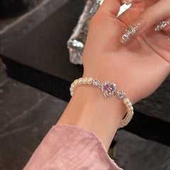 Heart-shaped Zircon Empress Heart-shaped Pearl Bracelet Fashion