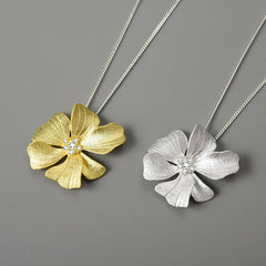 Pure Silver Single Petal Paeonia Peony French Flower Pendant - FASHIONKULTUR