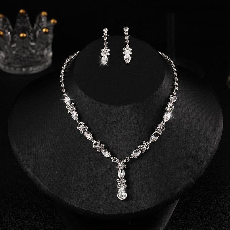 Zircon Necklace And Earrings Set - FASHIONKULTUR