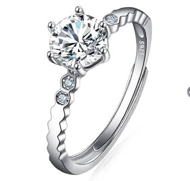 Platinum Diamond Ring Moissanite Ring D Color 1 Carat Opening - FASHIONKULTUR