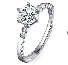 Platinum Diamond Ring Moissanite Ring D Color 1 Carat Opening - FASHIONKULTUR