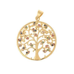 Colorful Zircon Light Luxury Tree Of Life Pendant