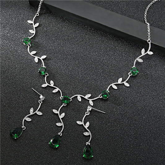 High Quality Zircon Necklace Full Diamond Jewelry Set