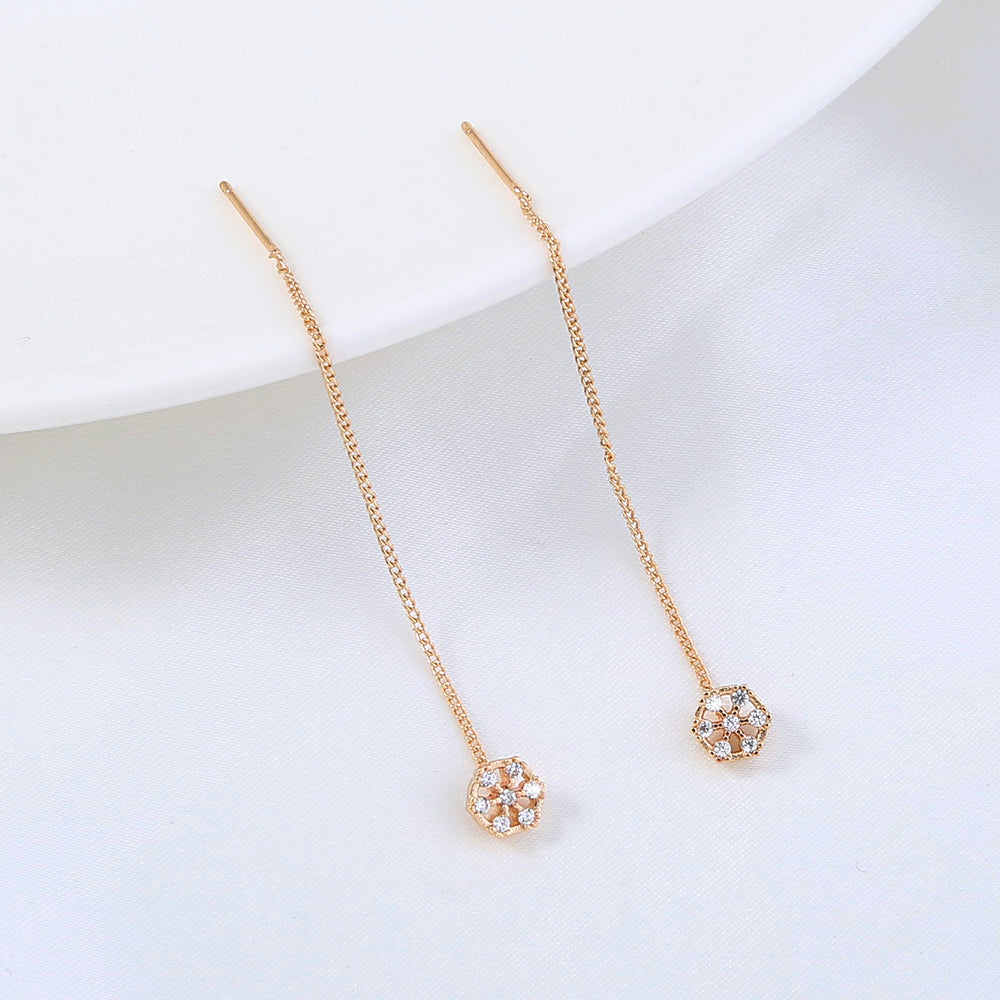 Polygonal Cutout Copper Zircon Pendant Ear Wire - FASHIONKULTUR