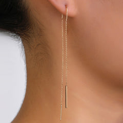 Gold Copper Rod Tassel Long Earrings - FASHIONKULTUR