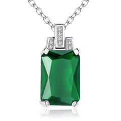 Personalized Emerald Tourmaline Square Pendant Necklace - FASHIONKULTUR