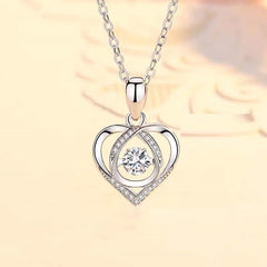 S925 Beating Heart-shaped Necklace Women Luxury Love Rhinestones Necklace Jewelry Gift For Valentine's Day - FASHIONKULTUR