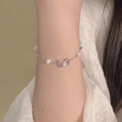 Bow Pearl Bracelet Sweet Light Luxury Ins Style