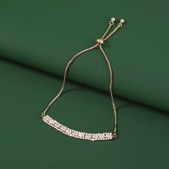 Brass Gold Plated Long Micropaved Zircon Pendant Shrink Pulled Brass Bead Bracelet - FASHIONKULTUR