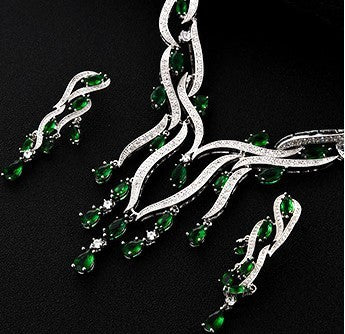 New Crystal Jewelry Zircon Jewelry Set Tassel Pendant - FASHIONKULTUR