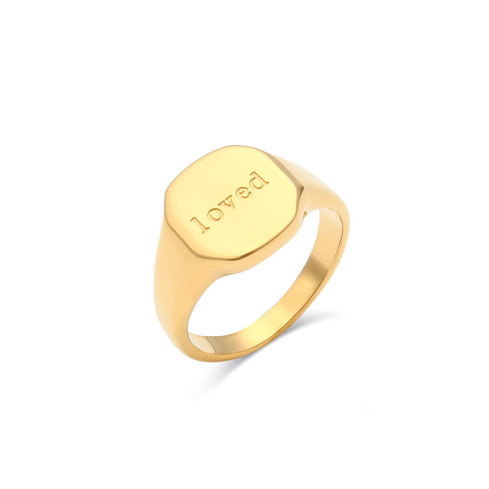 18K Gold Plated Jewelry With English Letter Ring - FASHIONKULTUR