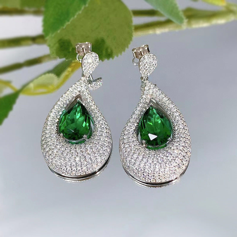 Artificial Emerald Stud Earrings With Diamonds - FASHIONKULTUR