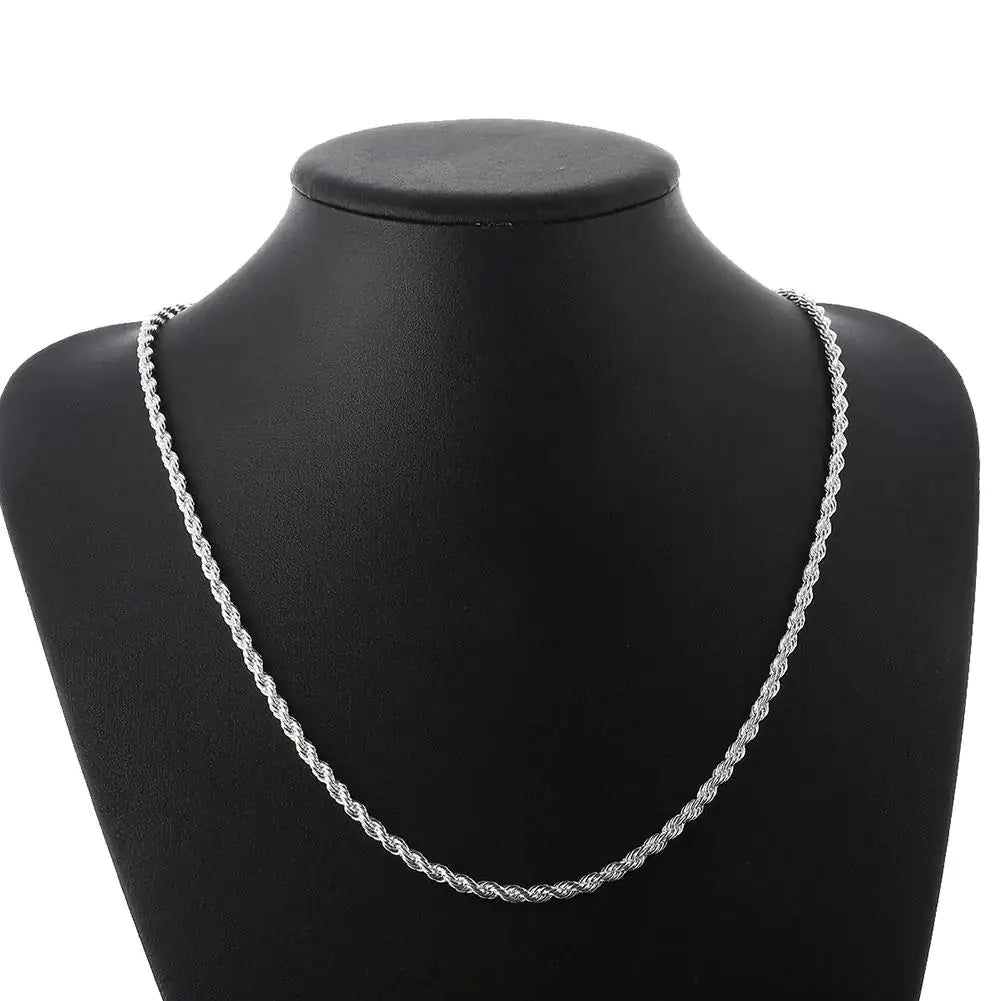 18K White Gold Plated Rope Chain - FASHIONKULTUR