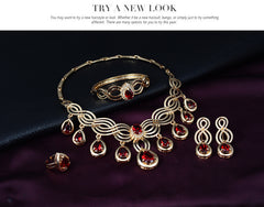 Set Jewelry Fashion Gems Necklace And Earrings Alloy Jewelry - FASHIONKULTUR