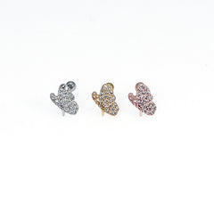 Stainless Steel Bow Pendant Zircon Stud Earrings Ear Bone Stud Piercing Ornament