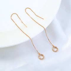 Gold Circle Long Tassel Ear Wire - FASHIONKULTUR