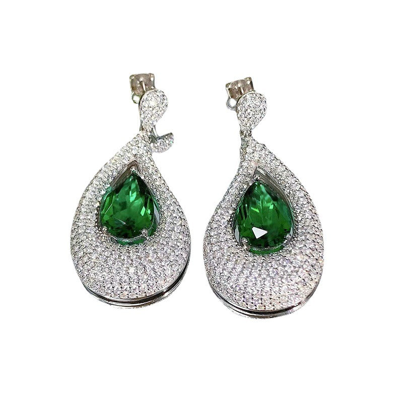 Artificial Emerald Stud Earrings With Diamonds - FASHIONKULTUR