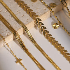 Retro 18K Gold Cross Fine Feet Chain For Women