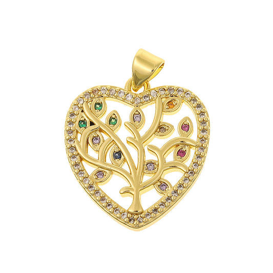 Colorful Zircon Light Luxury Tree Of Life Pendant