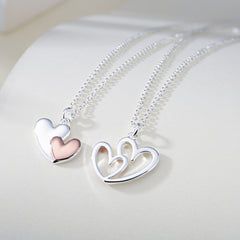 Mother Daughter Friendship Set Love Pendant Two Tone Necklace