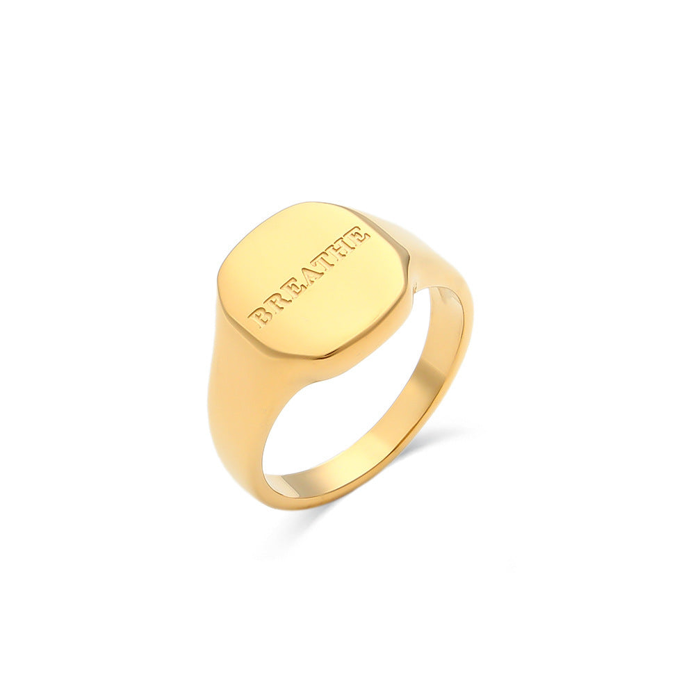 18K Gold Plated Jewelry With English Letter Ring - FASHIONKULTUR