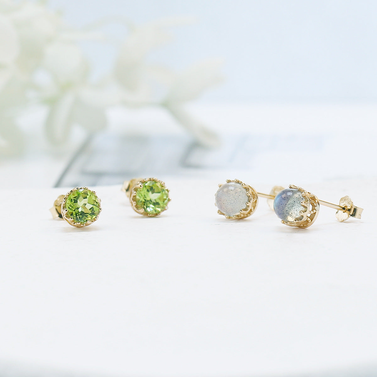 Natural Olivine Stud Earrings For Women - FASHIONKULTUR