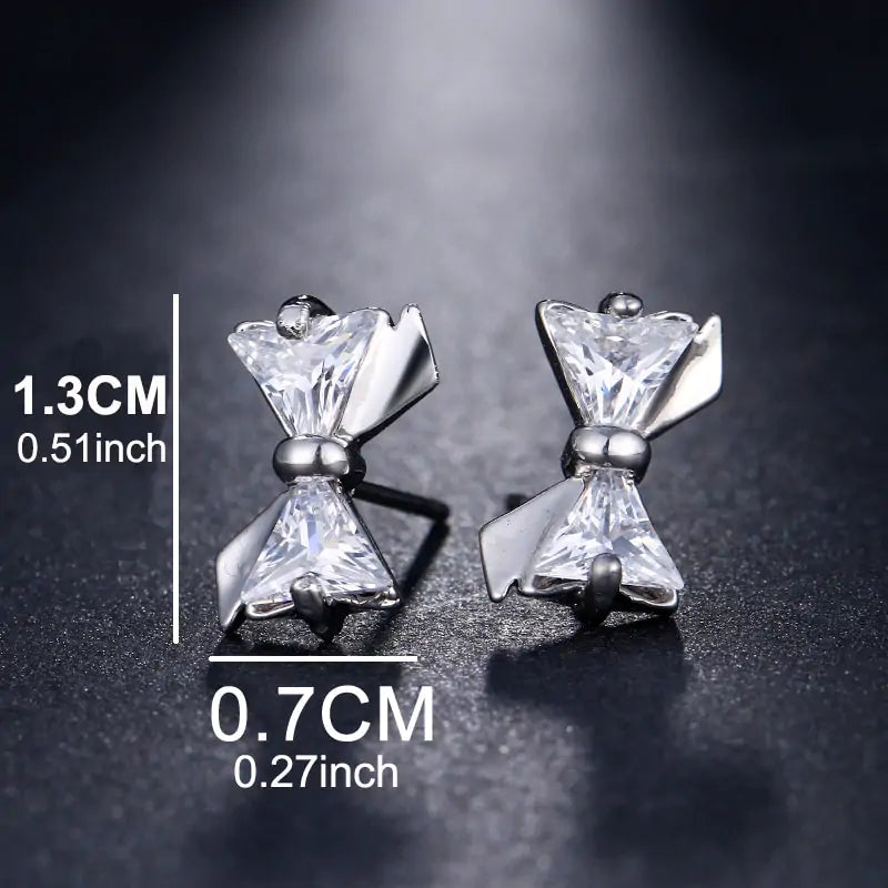 Classic Shining Silver CZ Stud Earrings - FASHIONKULTUR