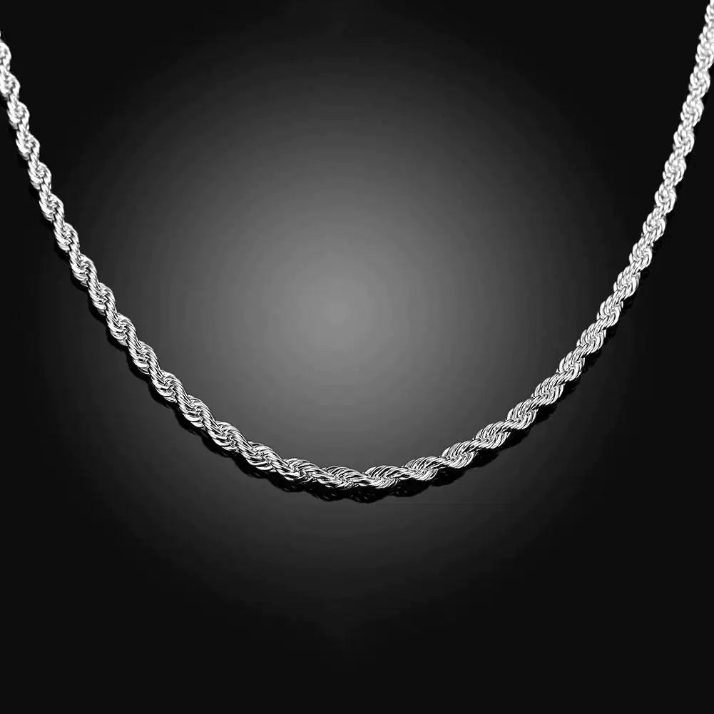 18K White Gold Plated Rope Chain - FASHIONKULTUR