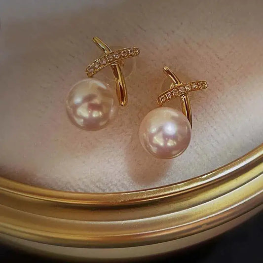 18K Gold Pearl Stud Earrings - FASHIONKULTUR