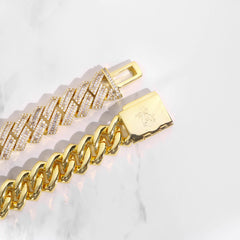 16mm Baguette Cuban Bracelet in Gold - FASHIONKULTUR