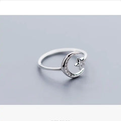 Sterling Silver Moon Star Ring - FASHIONKULTUR