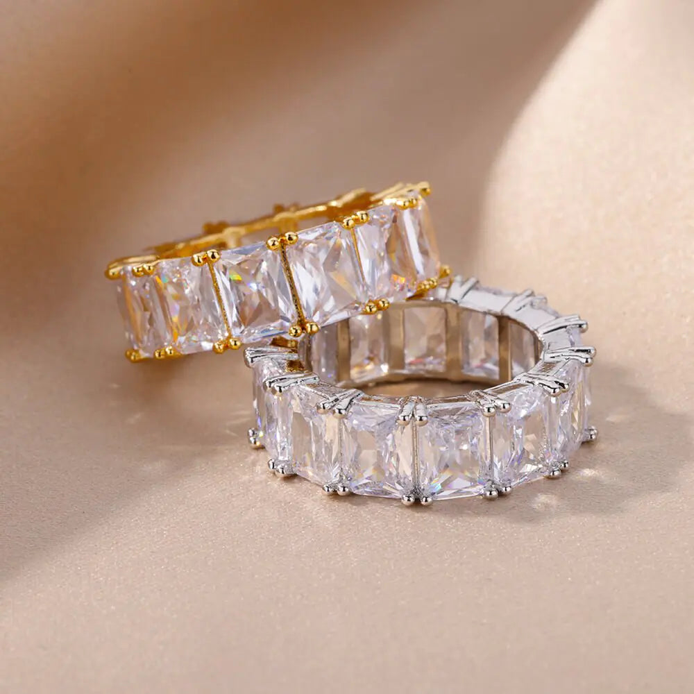 Rectangle Zircon Rings - FASHIONKULTUR