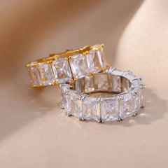 Rectangle Zircon Rings - FASHIONKULTUR