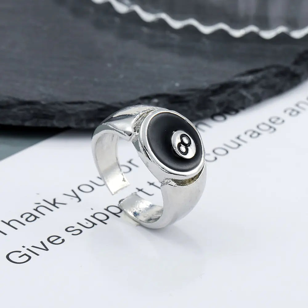 Billiard Number 8 Opening Adjustable Ring - FASHIONKULTUR