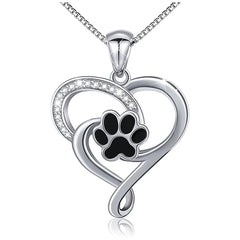 Dog Footprints Heart Necklace - FASHIONKULTUR