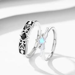 Knight Guardian Princess Crown Couple Rings - FASHIONKULTUR