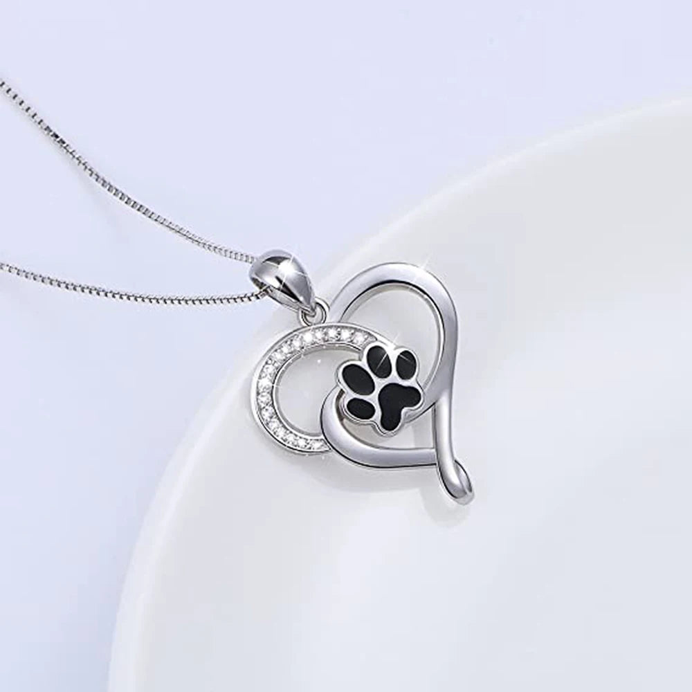 Dog Footprints Heart Necklace - FASHIONKULTUR