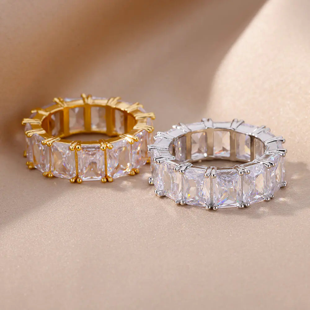 Rectangle Zircon Rings - FASHIONKULTUR