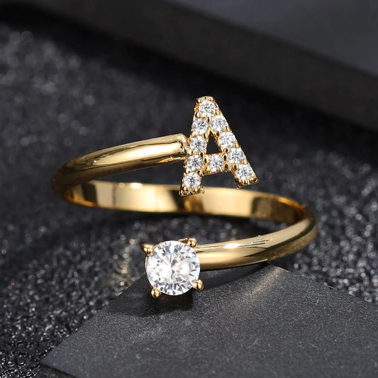 Adjustable Initial Letter Rings - FASHIONKULTUR