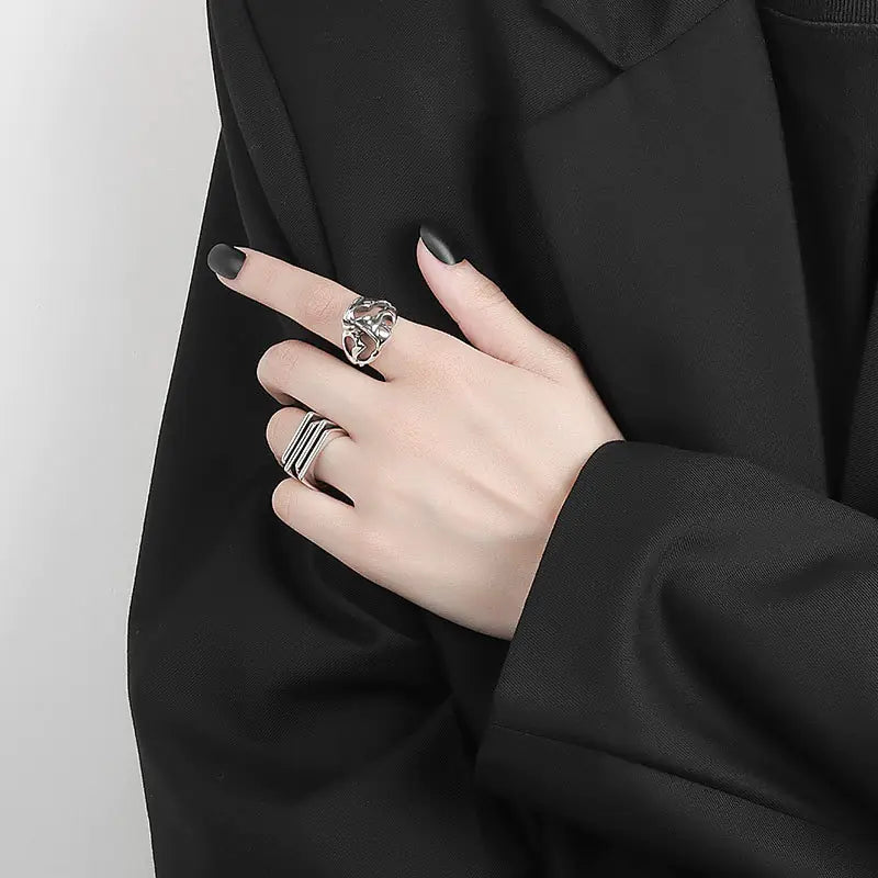 Irregular Hollow Surface Bump Ring - FASHIONKULTUR