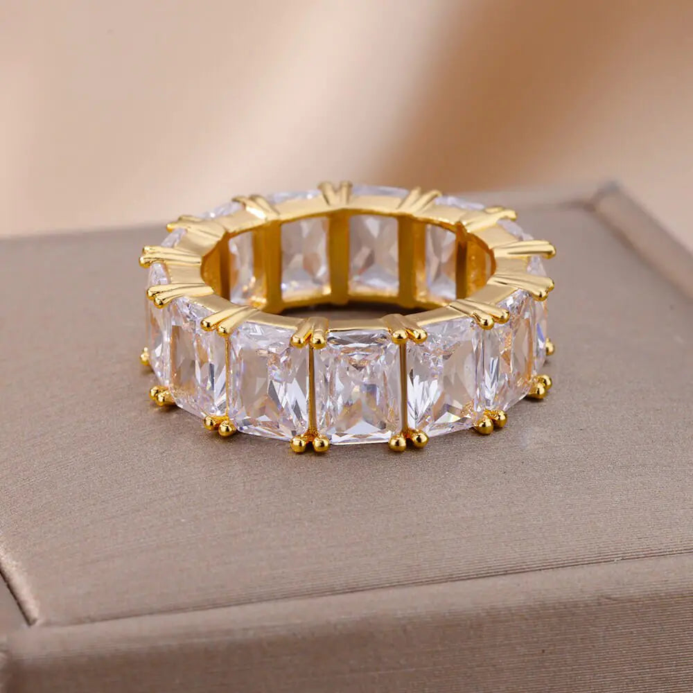 Rectangle Zircon Rings - FASHIONKULTUR