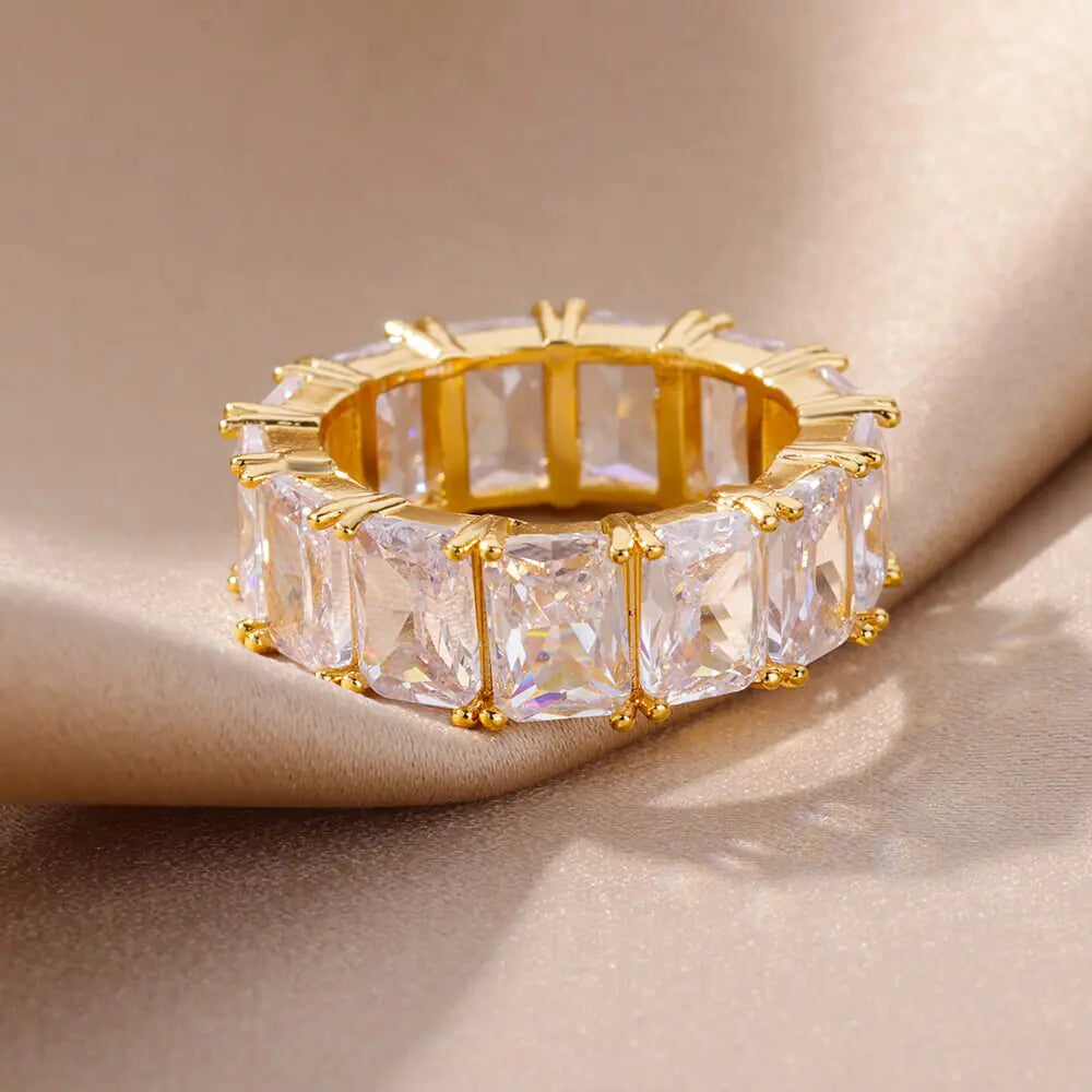 Rectangle Zircon Rings - FASHIONKULTUR