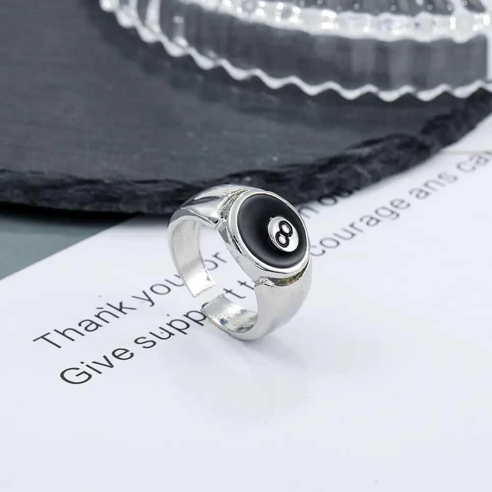 Billiard Number 8 Opening Adjustable Ring - FASHIONKULTUR